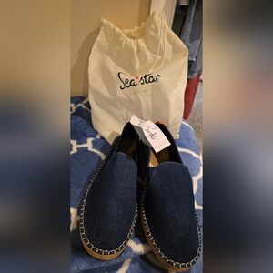 NEW SEA STAR BEACHWEAR BLACK MARINER SLIP ONS MENS SIZE 11 NWT